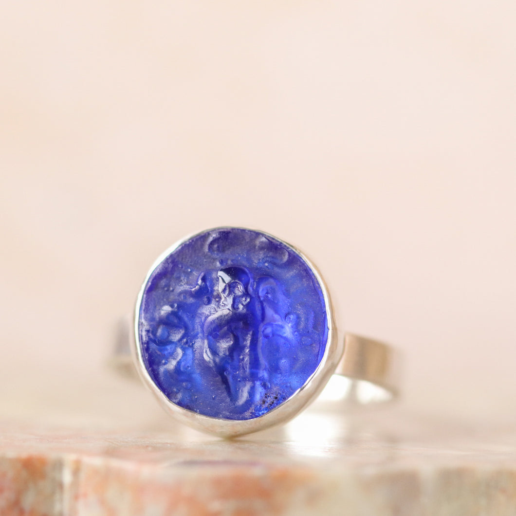 Glass Intaglio Ring in Sterling Silver