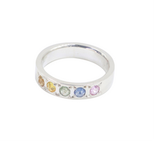 Load image into Gallery viewer, Sapphire Rainbow Padoo Ring in Sterling Silver
