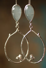Load image into Gallery viewer, Aquamarine Branch Hoop Statement Earrings

