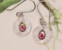 Load image into Gallery viewer, Watermelon Tourmaline Soleil Dangle Earring in Sterling Silver
