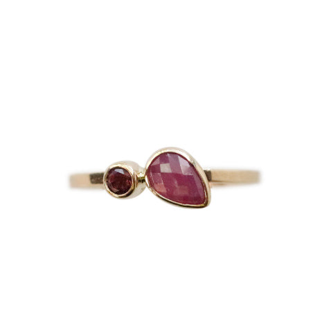 Ruby and Spinel Twin Isle Ring in Gold