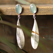 Load image into Gallery viewer, Aquamarine Leaf Drop Statement Earrings
