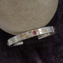 Load image into Gallery viewer, Foliage Sapphire Cuff Bracelet in Gold and Silver
