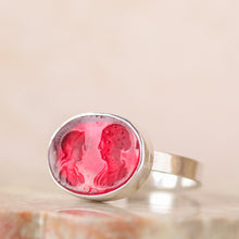 Load image into Gallery viewer, Glass Intaglio Ring in Sterling Silver
