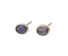 Load image into Gallery viewer, Sapphire Stud Earrings in Gold
