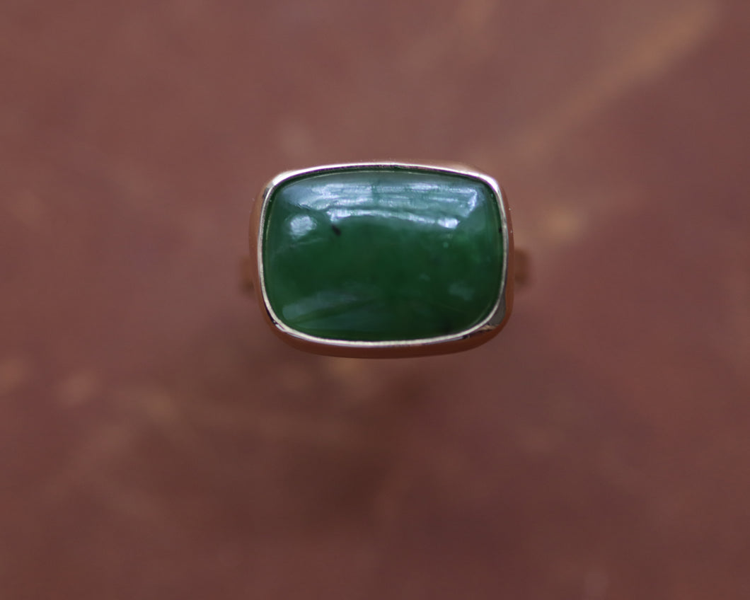 Jade and Gold Statement Ring- Size 6