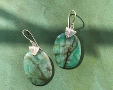 Load image into Gallery viewer, Emerald Earrings in Sterling Silver

