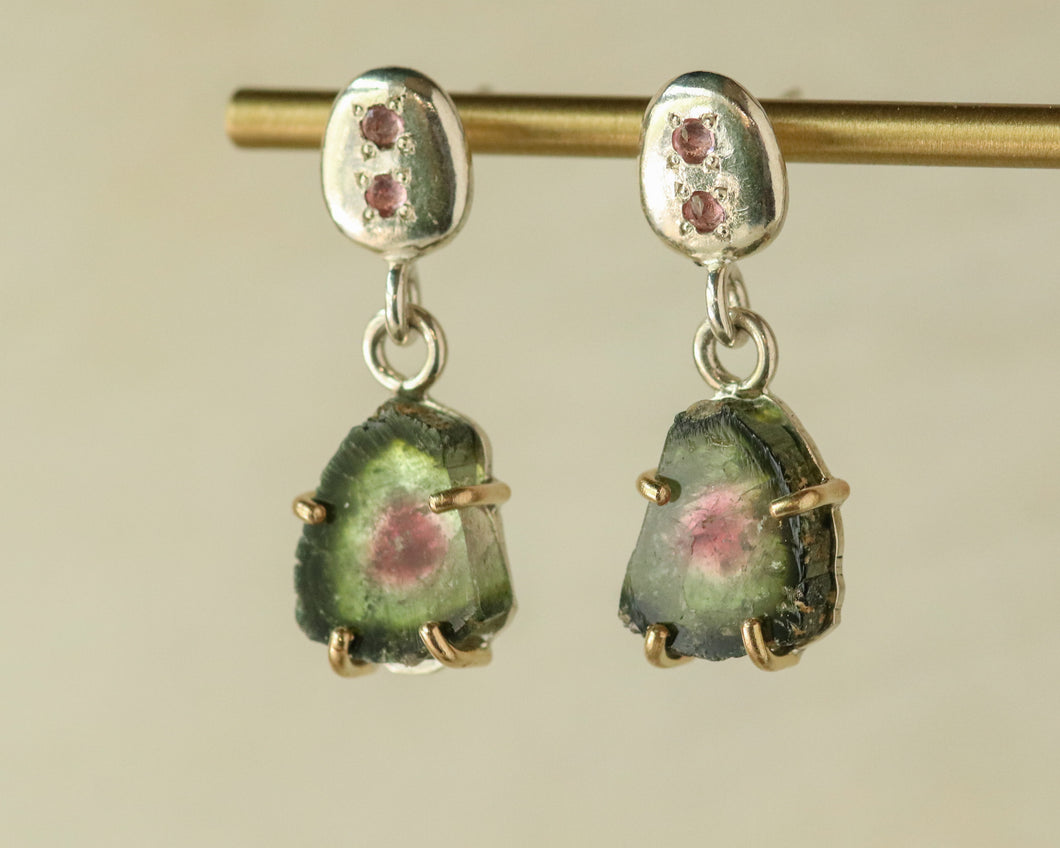 Tourmaline Earring in Gold and Silver