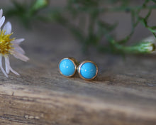 Load image into Gallery viewer, Sterling silver and gold turquoise studs
