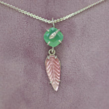 Load image into Gallery viewer, Chrysoprase &amp; Pink Leaf-Carved Tourmaline Necklace in Sterling Silver
