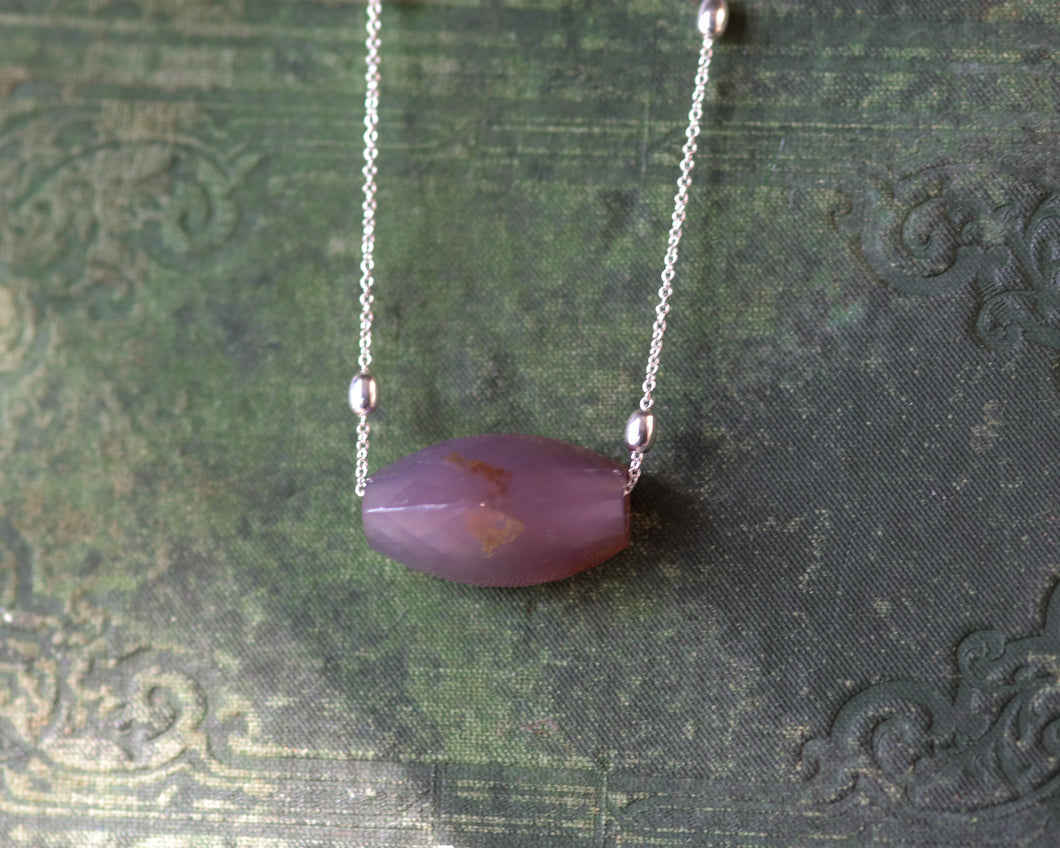 Purple Chalcedony Bead Necklace