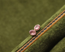 Load image into Gallery viewer, Gold and Pink Sapphire Stud Earrings
