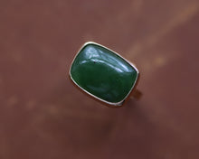 Load image into Gallery viewer, Jade and Gold Statement Ring- Size 6
