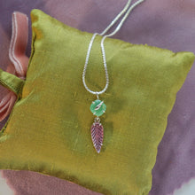 Load image into Gallery viewer, Chrysoprase &amp; Pink Leaf-Carved Tourmaline Necklace in Sterling Silver

