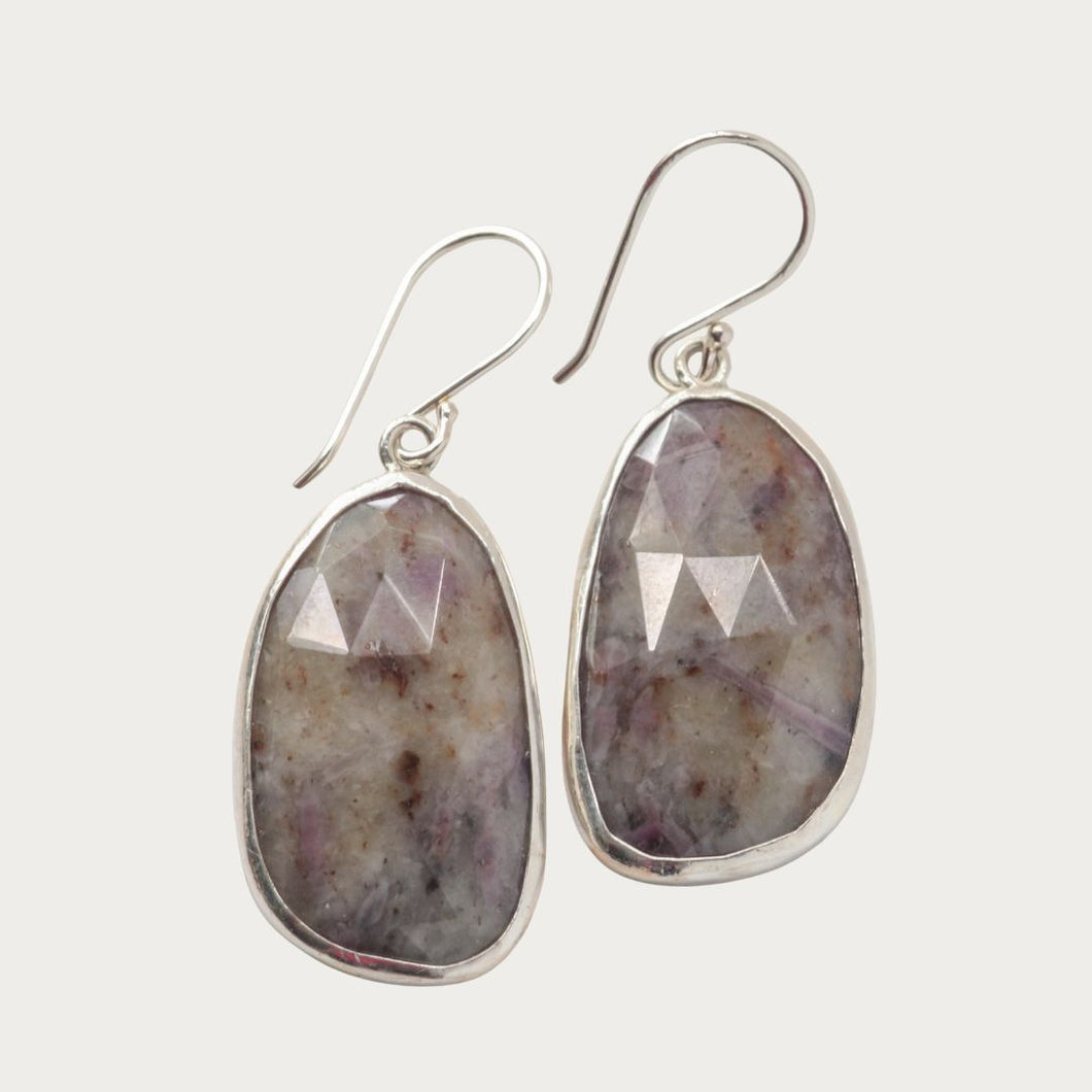 Sterling Silver Ruby Quartz Dangle Earrings