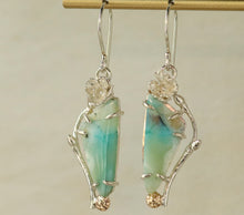 Load image into Gallery viewer, Opalized Wood Earrings in Gold and Silver
