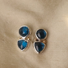 Load image into Gallery viewer, Teal Kyanite Twin Isle Stud Earrings

