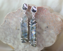 Load image into Gallery viewer, Cobble Stone Earrings with Labradorite in Sterling silver
