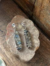 Load image into Gallery viewer, Cobble Stone Earrings with Labradorite in Sterling silver
