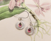 Load image into Gallery viewer, Watermelon Tourmaline Soleil Dangle Earring in Sterling Silver
