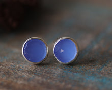 Load image into Gallery viewer, Blue chalcedony Stud Earrings

