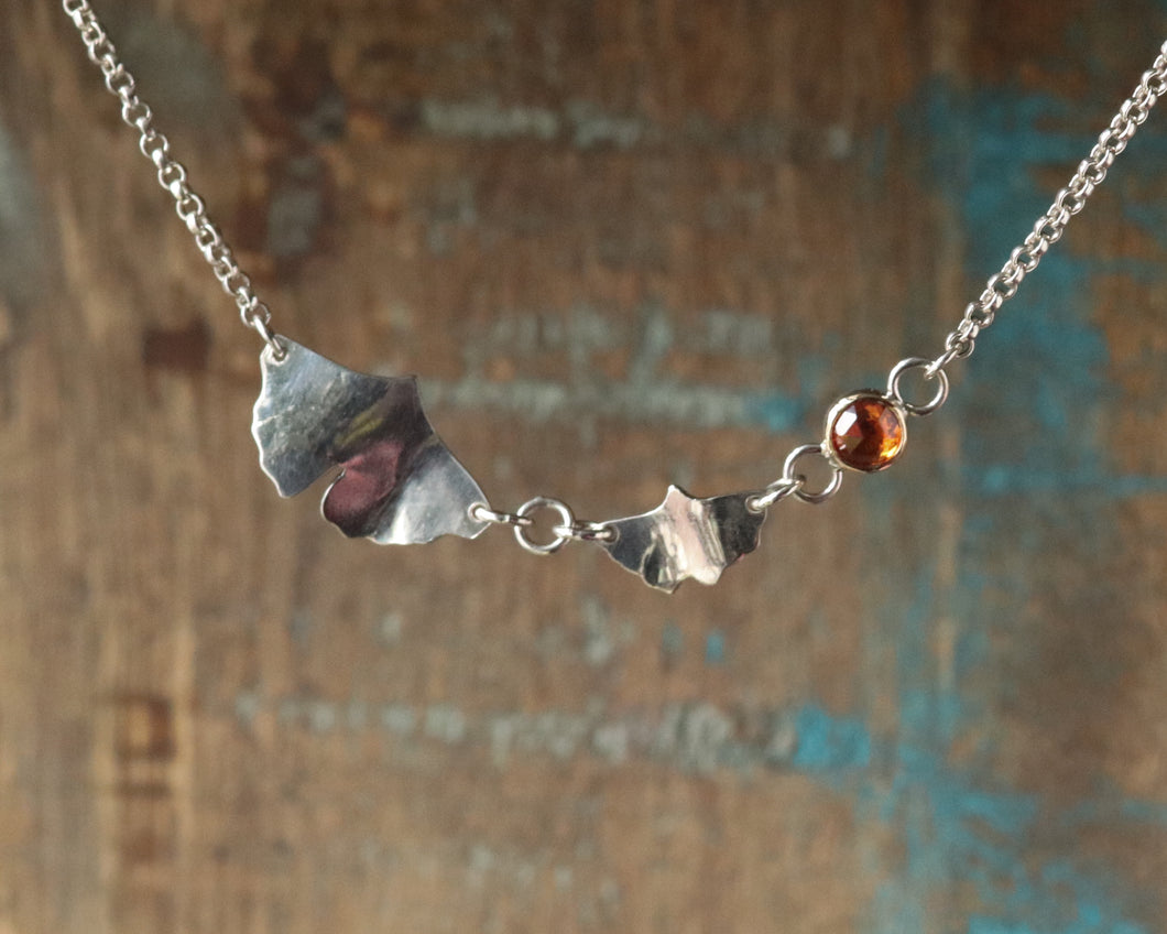 Ginkgo Statement Necklace in Gold and Sterling Silver