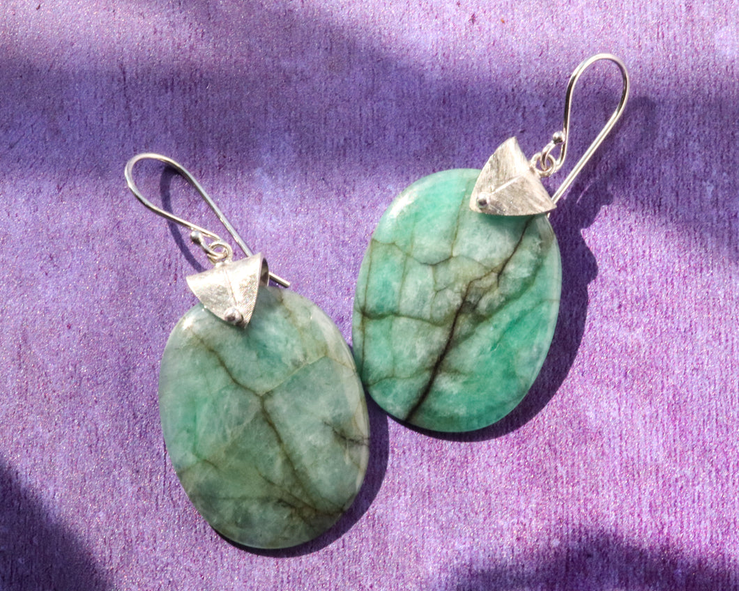 Emerald Earrings in Sterling Silver