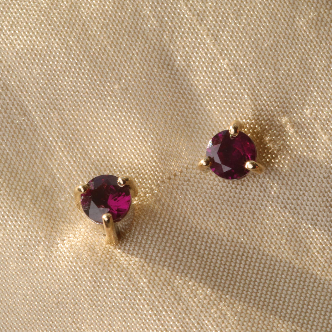 Grape Garnet Mixed Metal Stud Earrings