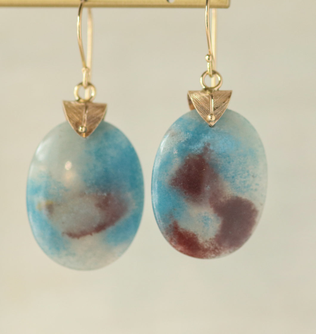 Land Meets Sea Earrings-Trolleite in Gold