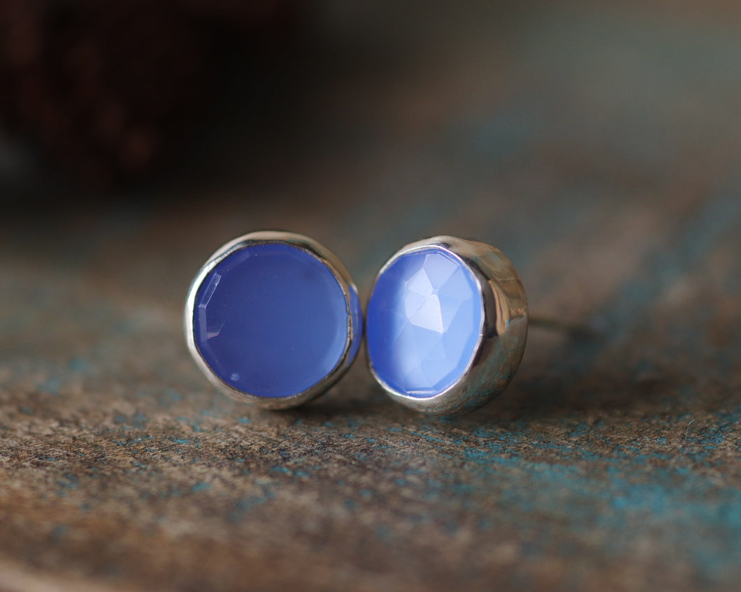 Blue chalcedony Stud Earrings