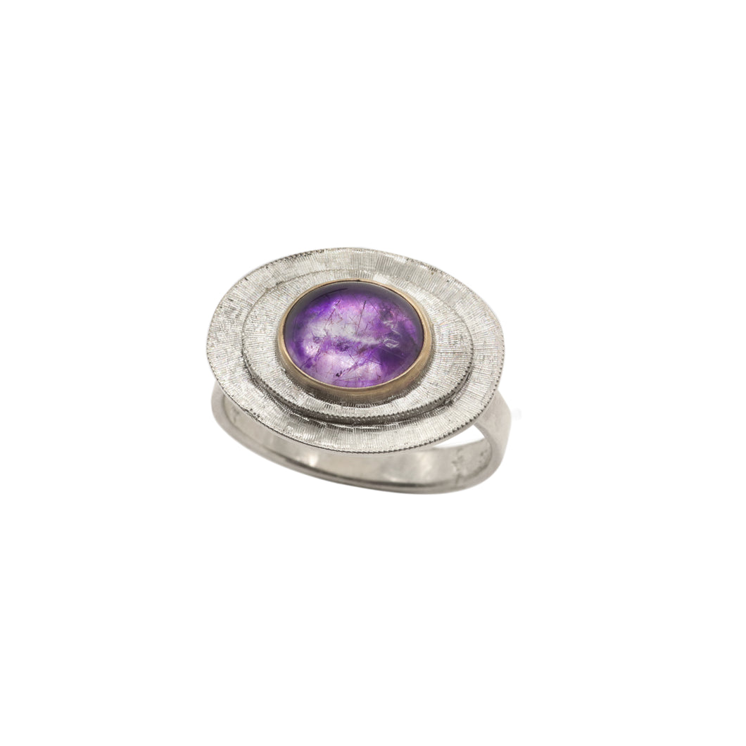 Glass Amethyst Soleil Ring- Size 7