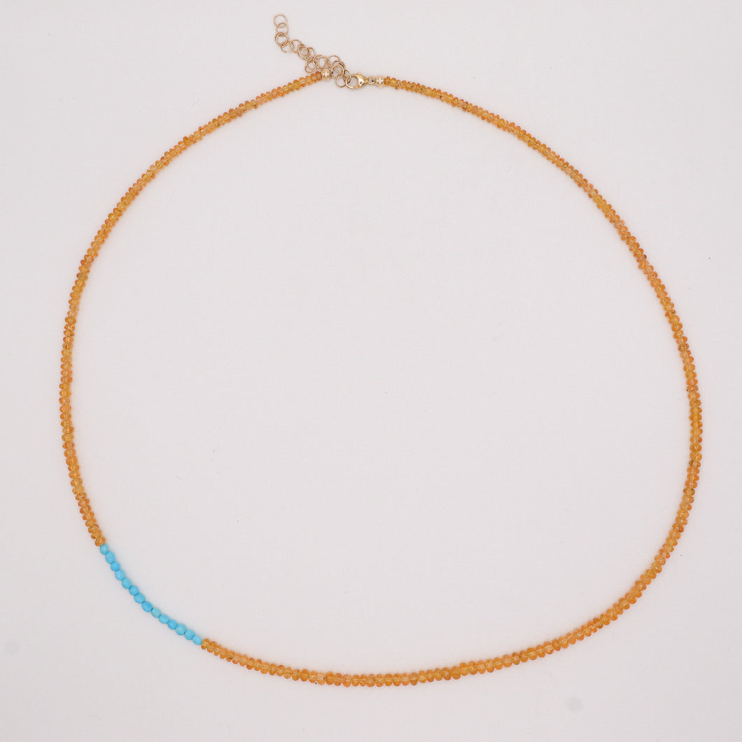 Spessartine and Turquoise Beaded Necklace
