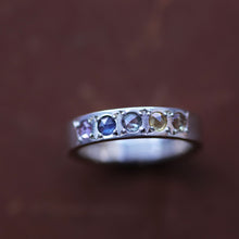 Load image into Gallery viewer, Sapphire Rainbow Padoo Ring in Sterling Silver
