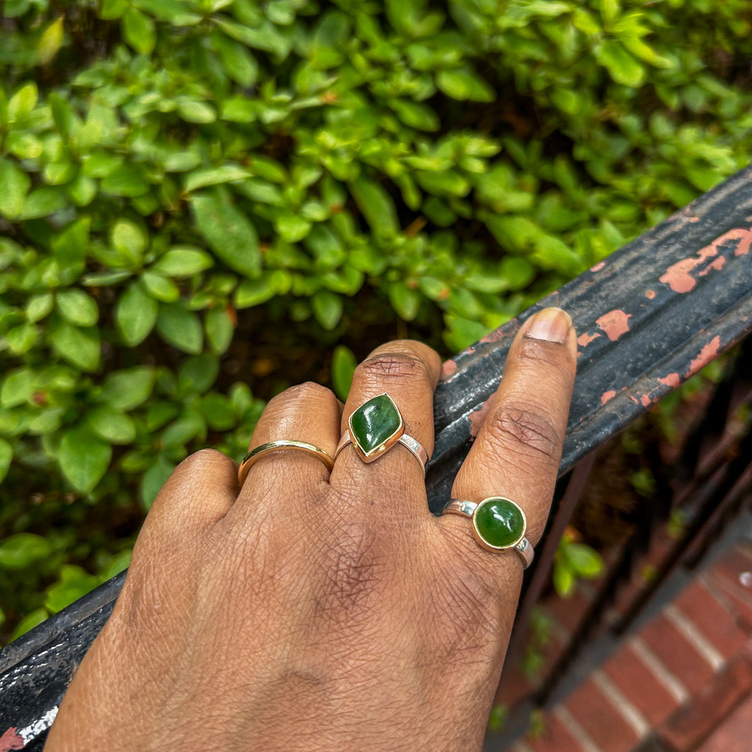 Jade Ring in Gold and Silver