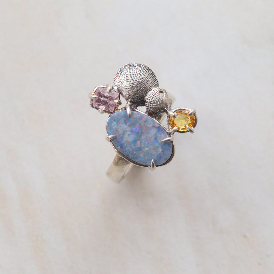 Shell Mosaic Ring in Silver