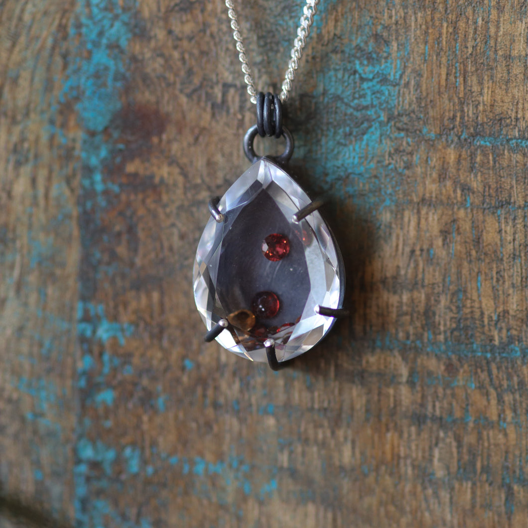 Sterling Silver Garnet Reliquary Necklace