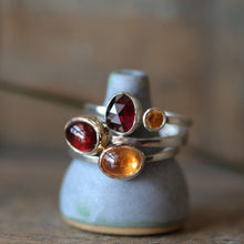 Load image into Gallery viewer, Gold and Silver Spessartine Garnet Ring - Size 7.25
