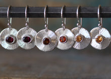 Load image into Gallery viewer, Sterling Silver Spessartine Garnet Compass Dangle earring
