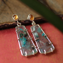 Load image into Gallery viewer, Sterling Silver Garnet and Chalcedony Statement Earrings
