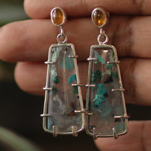 Load image into Gallery viewer, Sterling Silver Garnet and Chalcedony Statement Earrings
