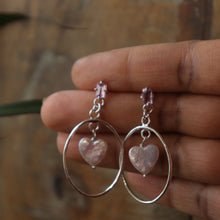 Load image into Gallery viewer, Pink Sapphire Hoop Earrings
