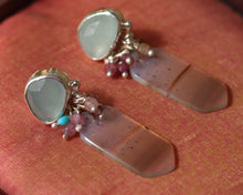 Load image into Gallery viewer, Aquamarine Agate Fringe Earrings

