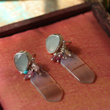 Load image into Gallery viewer, Aquamarine Agate Fringe Earrings
