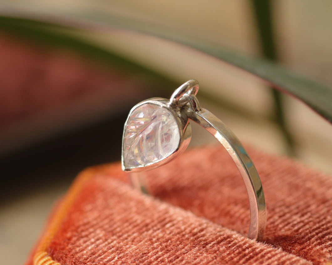 Sterling Silver Moonstone Fidget Ring/Pendant - Size 8.75