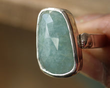 Load image into Gallery viewer, Sterling Silver Aquamarine Statement Ring - Size 7.75
