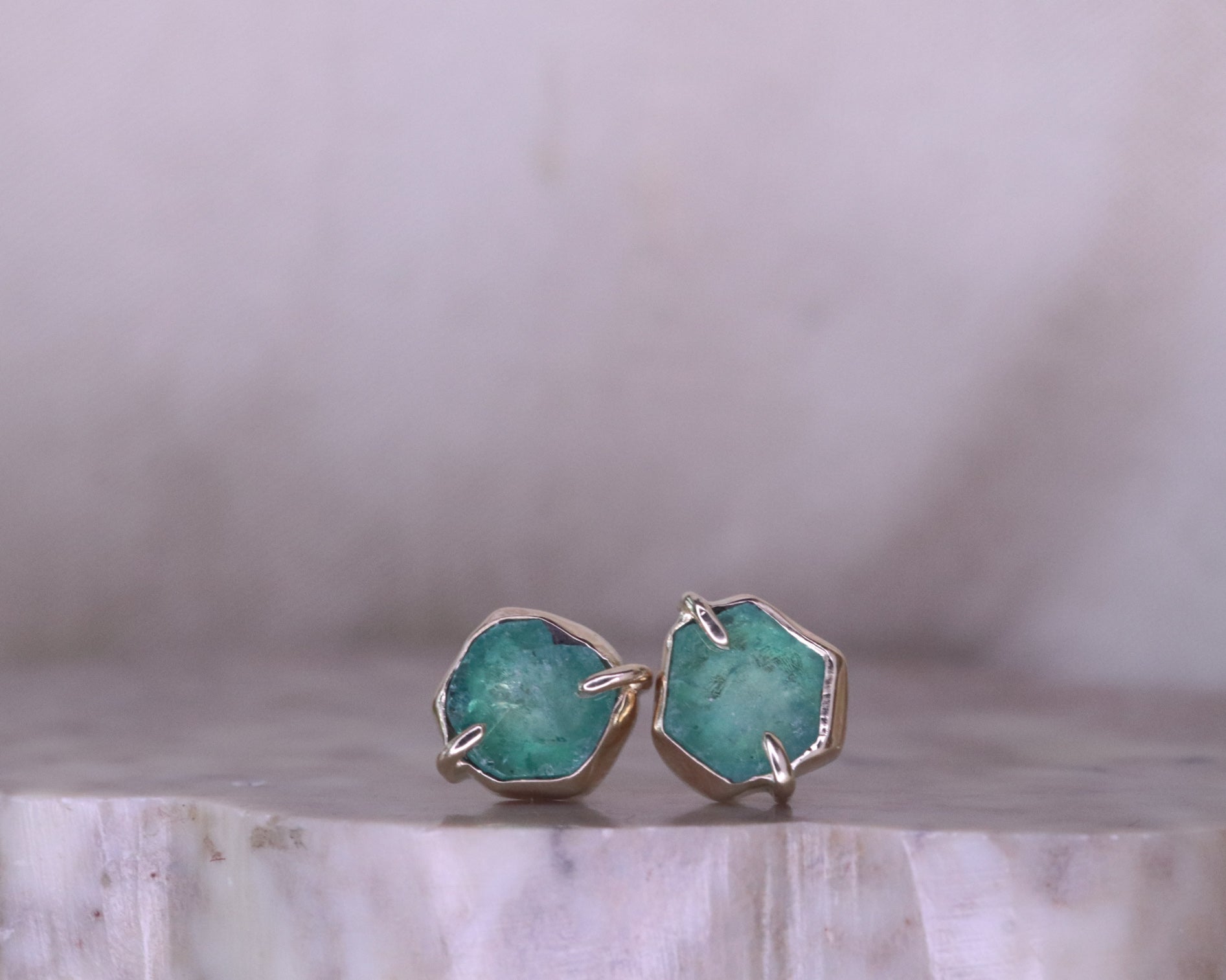 Emerald Stud Earrings in Gold