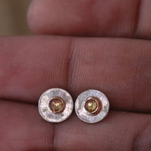 Load image into Gallery viewer, Mini Sapphire Soleil Stud Earrings in Gold and Silver
