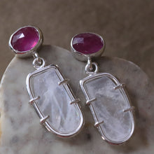 Load image into Gallery viewer, Sapphire Moonstone Earrings in Silver
