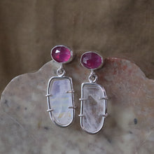 Load image into Gallery viewer, Sapphire Moonstone Earrings in Silver
