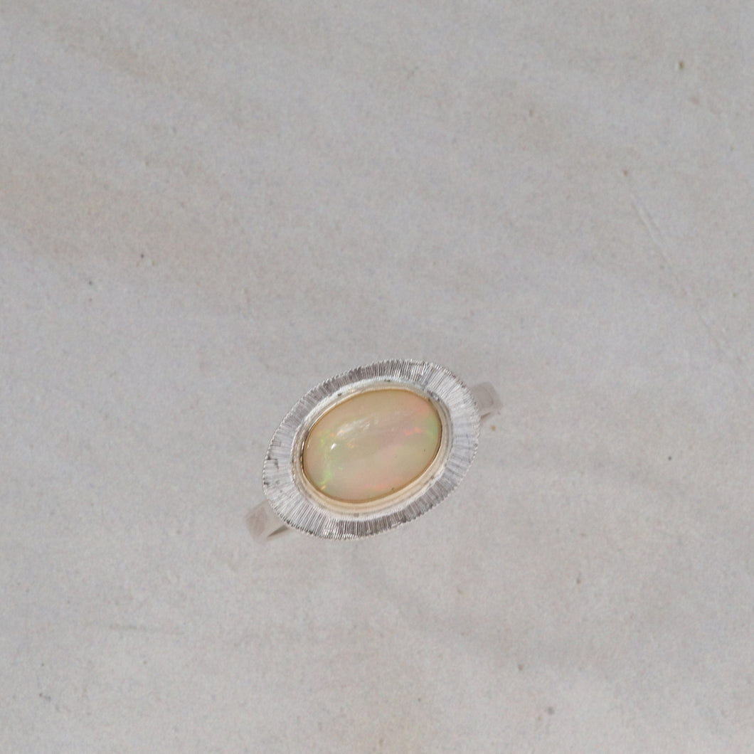 Gold and Silver Ethiopian Opal Soleil Ring